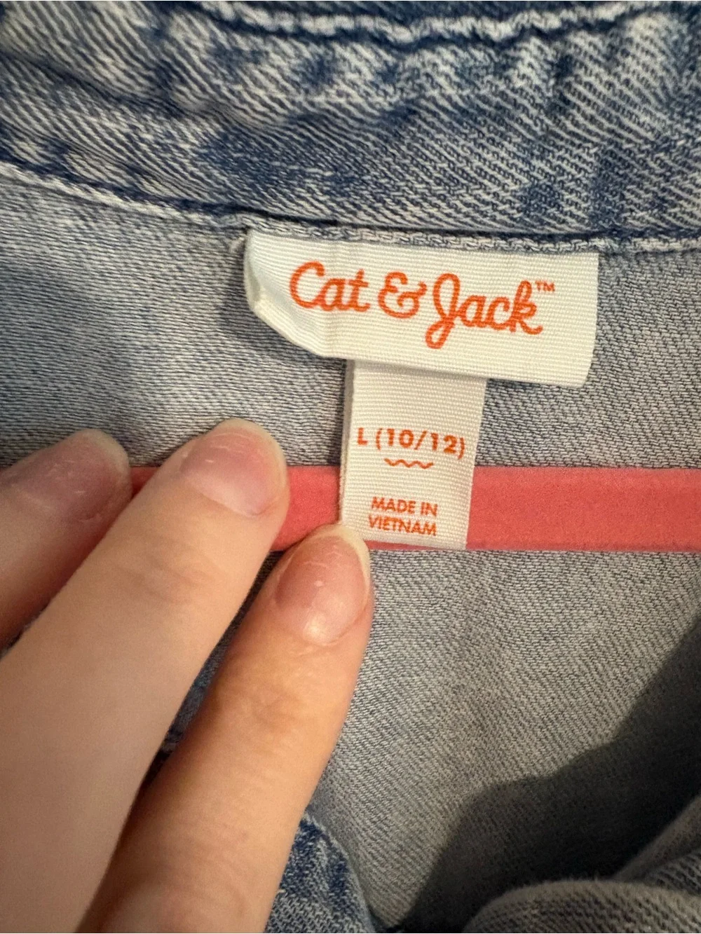 Cat & Jack Light Blue Denim-Effect Girls' One-Piece Jumpsuit, Size 10-12